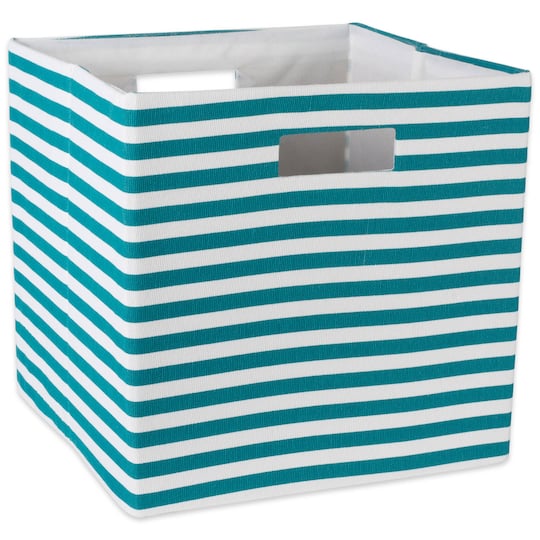 DII&#xAE; Square Teal Pinstripe Polyester Cube